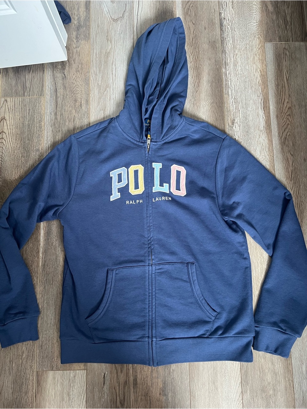 Polo by Ralph Lauren Navy Hoodie with Pastel Lettering